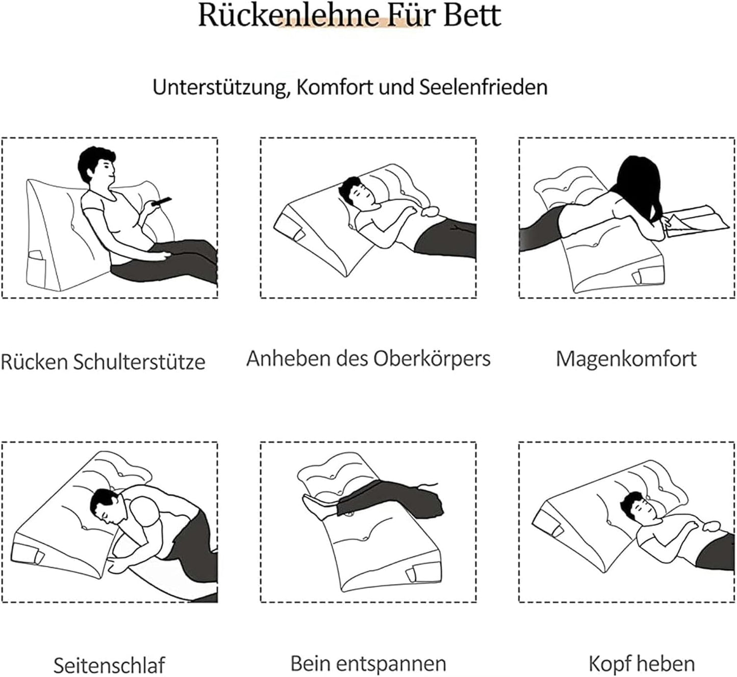 Backrest Cushion Triangular Headboard Pillow, Bedside Cushion Bed Sofa Long Reading Pillow, Sofa Bed Back Positioning Support Cushion with Removable Cover, Soft and Comfortable