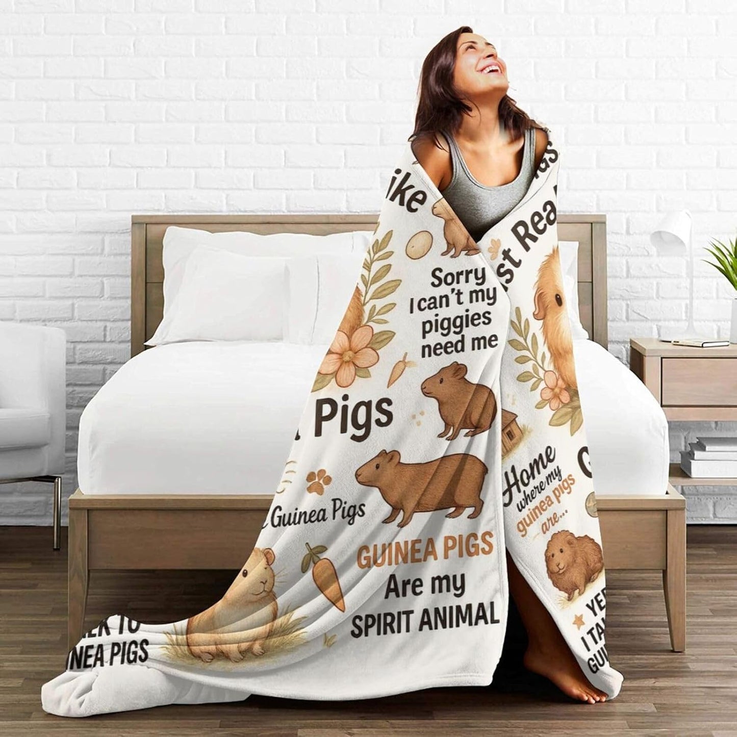 Guinea Pig Throw Blanket I Just Really Like Guinea Pigs Blanket Soft Cozy Fleece Fuzzy Plush Warm Stuff Bedding Animal Blankets for Boys Girls Kids Adult Men Women 40"X50"