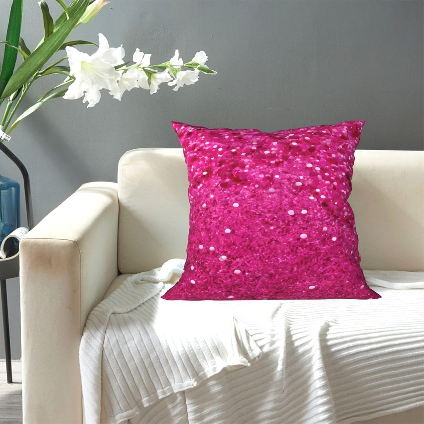 All-Season Square Pillow Covers 18"X18", Glitter Pattern, Decorative Throw Pillow Covers for Sofa Bed Couch, Hidden Zipper Cushion Cover, Square Lumbar & Accent Pillowcases for Home Decor