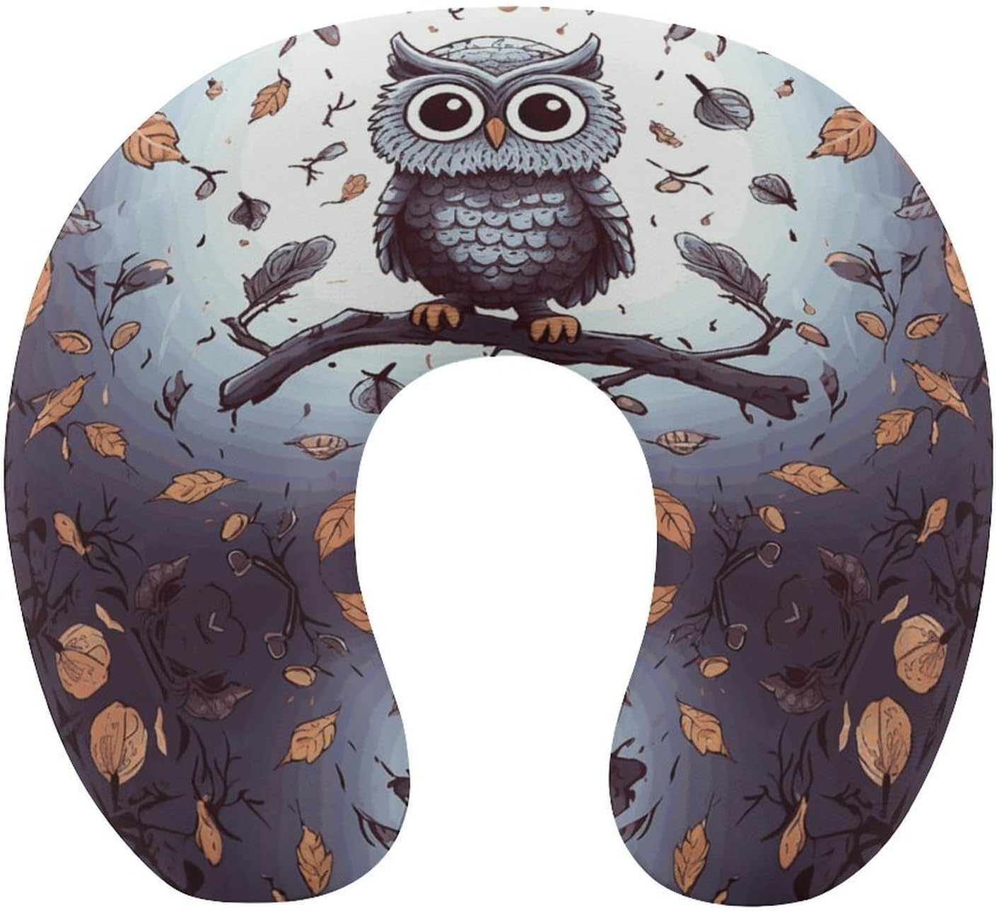 Owl Tree Branches Neck Pillow Memory Foam U Shaped Pillows Portable Pillows for Shoulder Travel Head Support Pillow with Concealed Zipper for Airplane Car Home Office