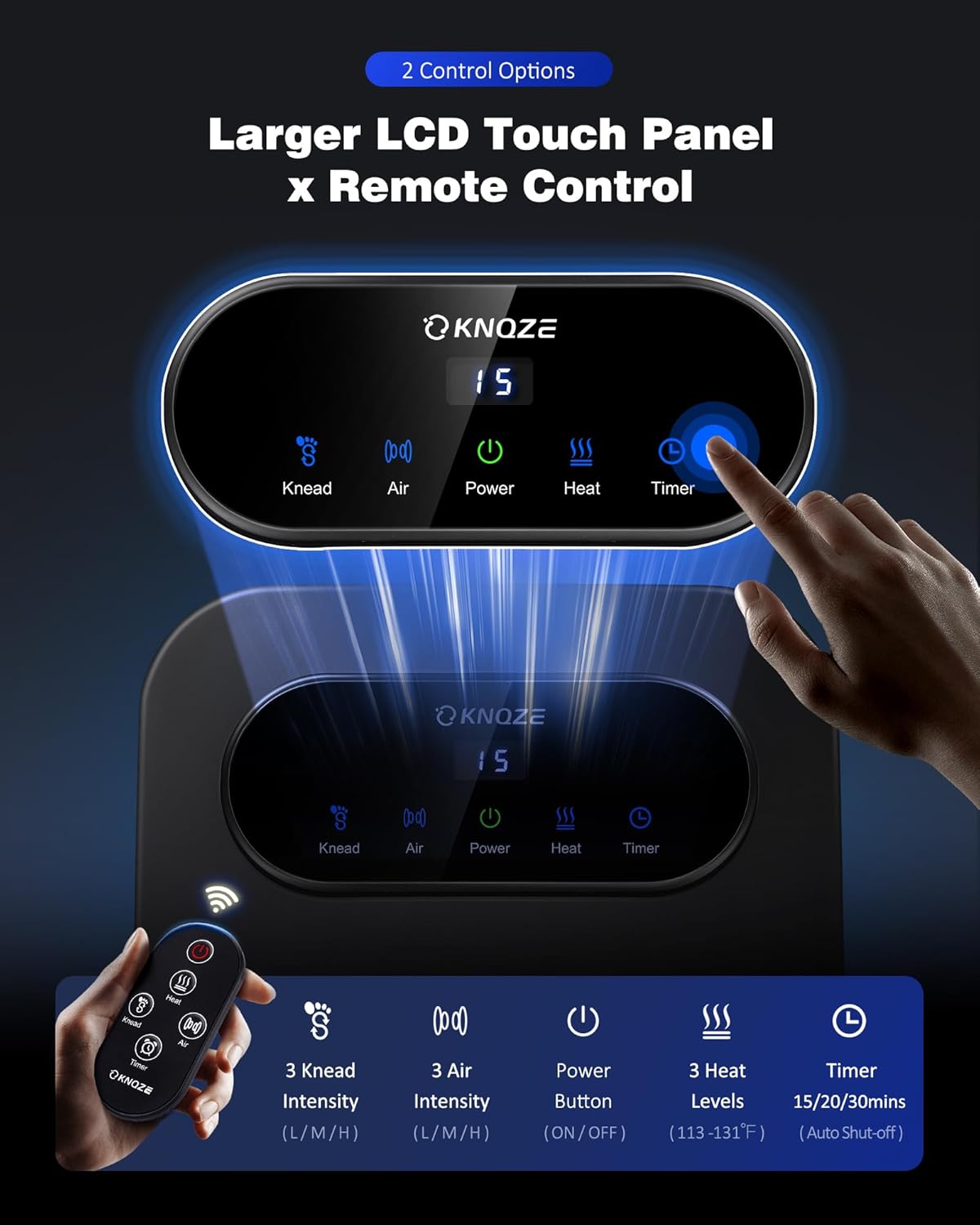 KNQZE Foot Massager with Heat and Remote, Shiatsu Deep Kneading Feet Massager for Plantar Fasciitis & Neuropathy, Foot Warmer, Gifts for Mom Women Men Dad, Fits Up to Men Size 12
