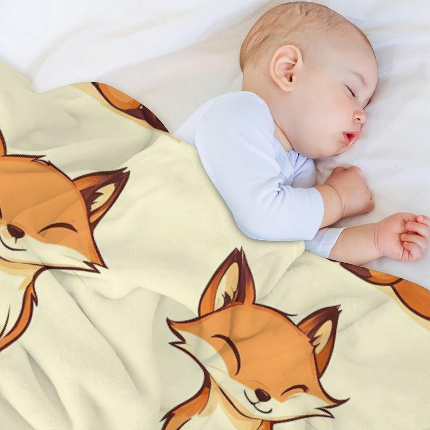 Foxes Print Throw Blanket for Couch Bed Plush Cozy Fuzzy Flannel Blanket for All Season 55"x70"