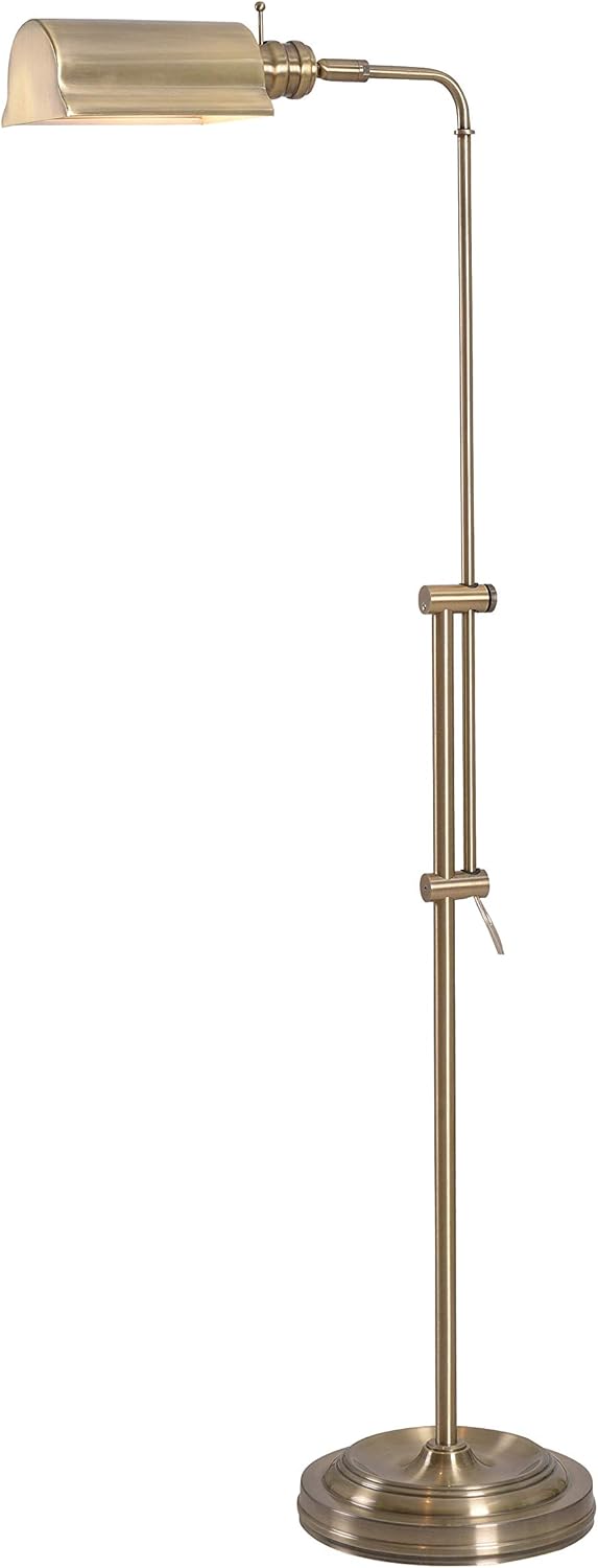 Kenroy Home 33055AB Denton Floor Lamp with Antique Brass Finish, Classic Style, 50" Height, 10.125" Width, 19.5" Depth