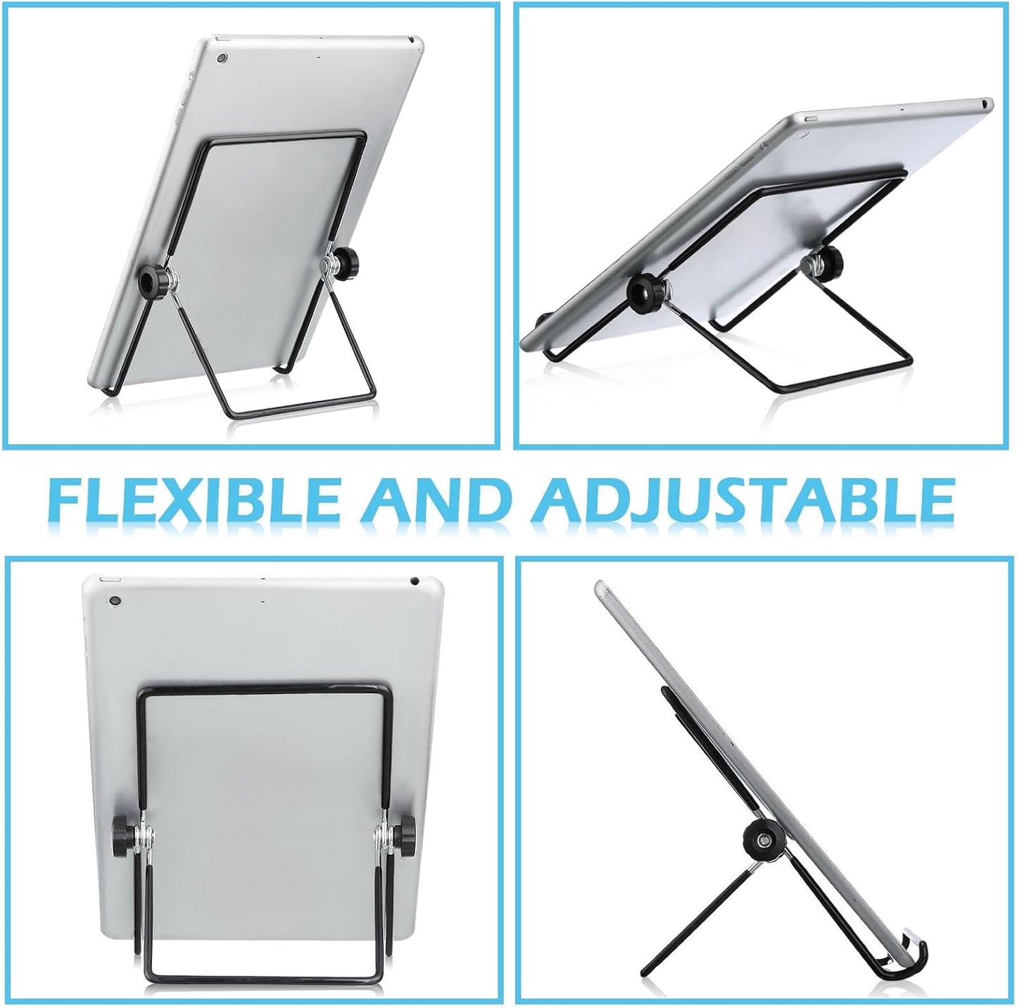 Kenning 24 Pack Adjustable Plate Stands for Display 7.1 Inch Black Metal Foldable Easel Book Display Stands Bulk Decorative Plate Holders for Platter Frame Photo Tabletop Art(Double Corners)