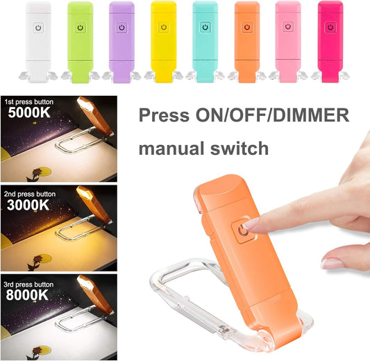 BIGMONAT Rechargeable Book Reading Light Bookmark Light, LED Clip on Book Lights, Reading Lights for Books in Bed, Small Book Light for Kids, Brightness Adjustable for Eye Protection-Orange