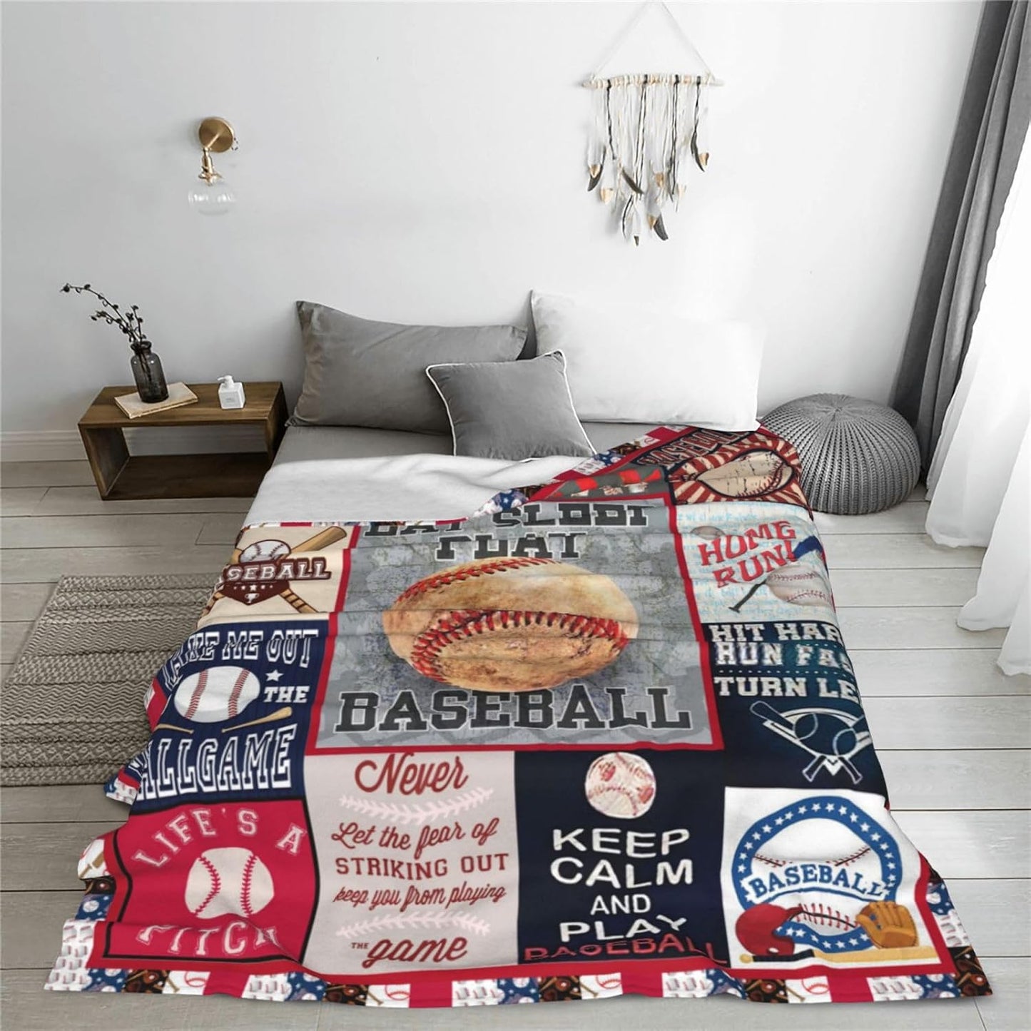 Baseball Blanket Baseball Throw Blanket Sports Lover Gifts Stuff Fleece Plush Flannel Bedding Decor for Men Boys Kids Adults Couch Bed 40"X50"