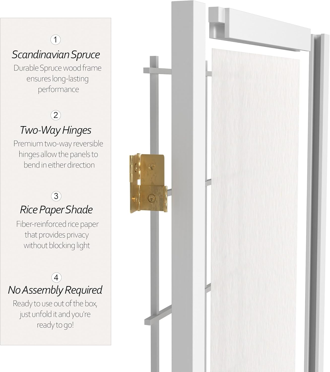2 ft. Short Desktop Window Pane Shoji Screen - White - 3 Panels