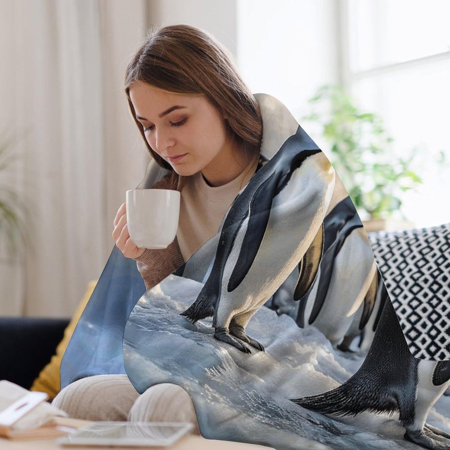 Sea Penguin Throw Blanket for Couch Super Soft Warm Lightweight Throw Blankets Cozy Flannel Bed Blanket Cute Decorative Blankets for All Seasons Home Decor Gift 40"*50" （100 * 130cm）