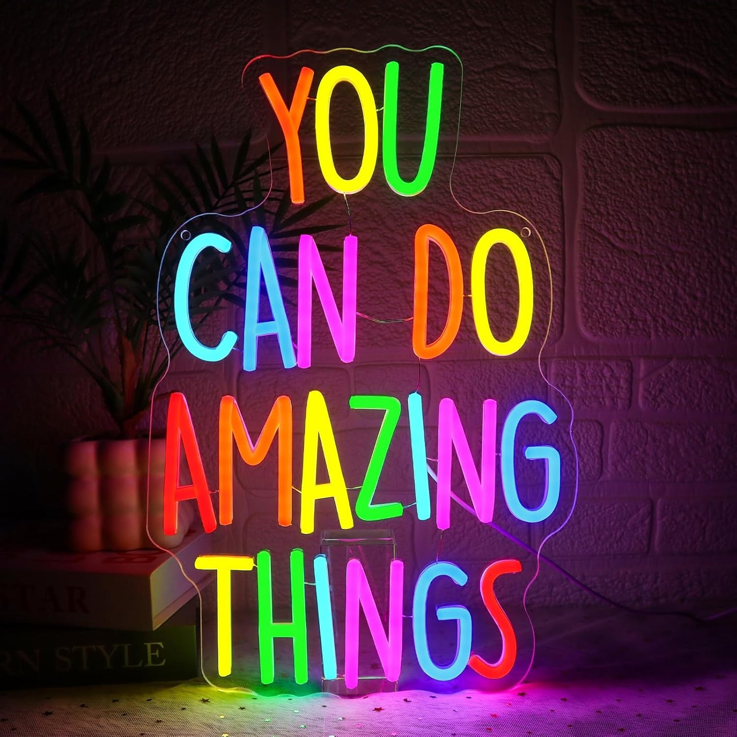 You Can Do Amazing Things Neon Sign for Wall Decor Dimmable Letters Led Sign for Bedroom Colorful Neon Light for Daycare Home Classroom Playroom School Home Party Wall Art Decoration