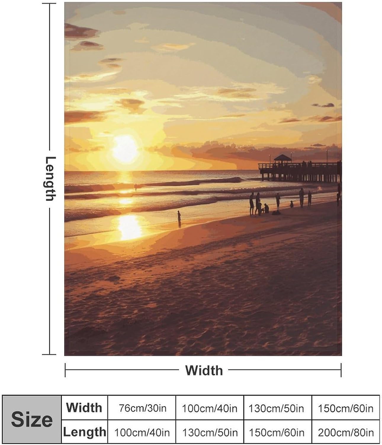 Sunset Beach Blanket Super Soft Lightweight Throw Blanket Cute Cozy Warm Bed Blanket Decorative Fuzzy Blanket All-Season Home Decor Gift for Sofa Couch Living Room 30"*40"（76 * 100cm）