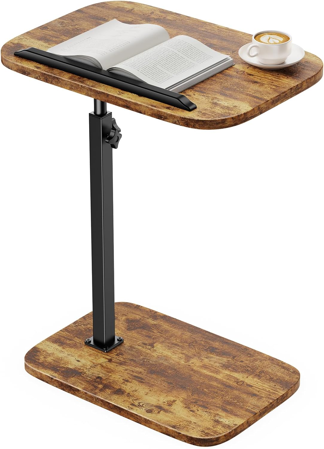 HUANUO Adjustable TV Tray, Height Adjustment TV Trays with 360° Swivel and 90° Tilt, Sturdy & Multi-Functional Sofa Table with Anti-Slip Bar, Side Table for Couch, Bedside, Dining, Living Room