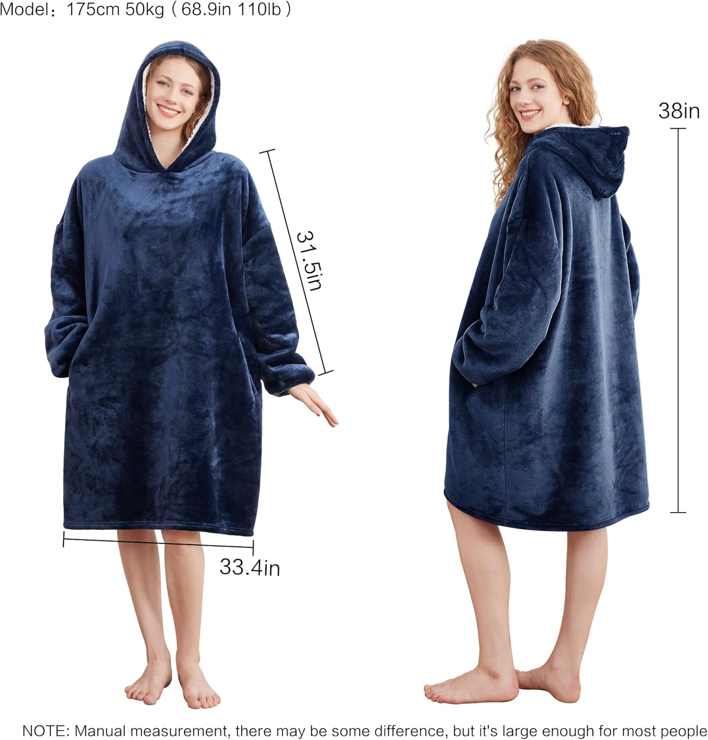 AmyHomie Wearable Blanket Hoodie for Adults & Teens,Oversized Sherpa Hooded Blanket,Warm Cozy Blanket Sweatshirt as Christmas Birthday Gifts for Women Men
