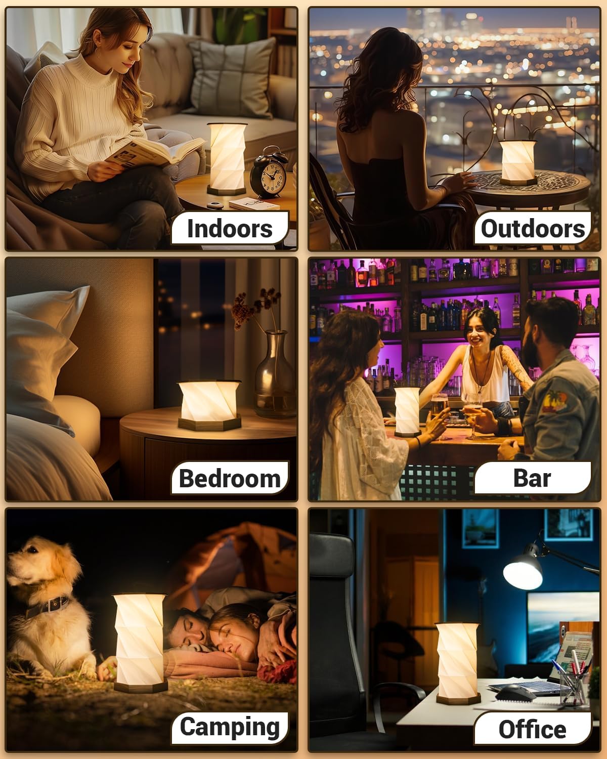 JTT Rechargeable Portable Table Lamp Small Cordless Desk Lamp LED Stepless Dimmable Night Lights Bedside Foldable Paper Lamp for Home Office Bedroom Living Room Travel Camping DIY Painting