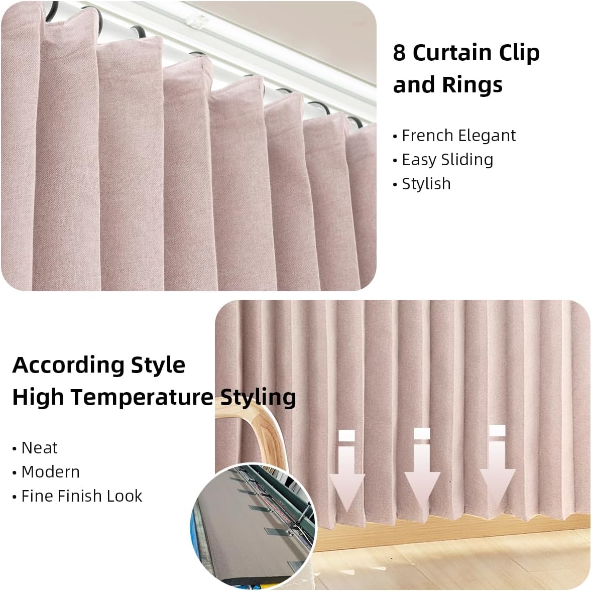 Treatmentex Folding Pink Blackout Pleated Curtains with Hooks, Accordion Style Closet Door Curtains, Wall Drapes, Room Divider, 42" W x 78" L 1 Panel