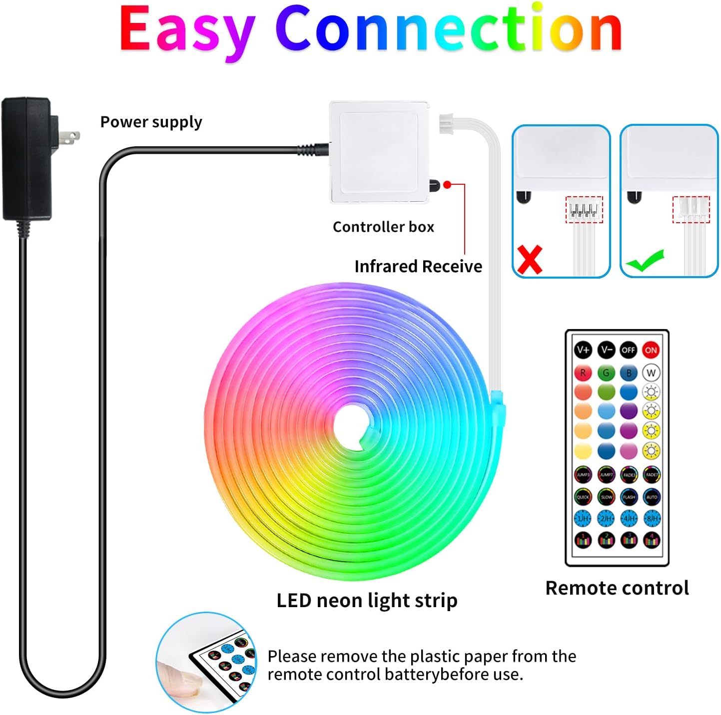 32.8ft LED neon Lights with Remote APP Control IP65 Waterproof Flexible Neon Strip Lights 24V RGB Rope Lights for Bedroom Room Outdoors Décor