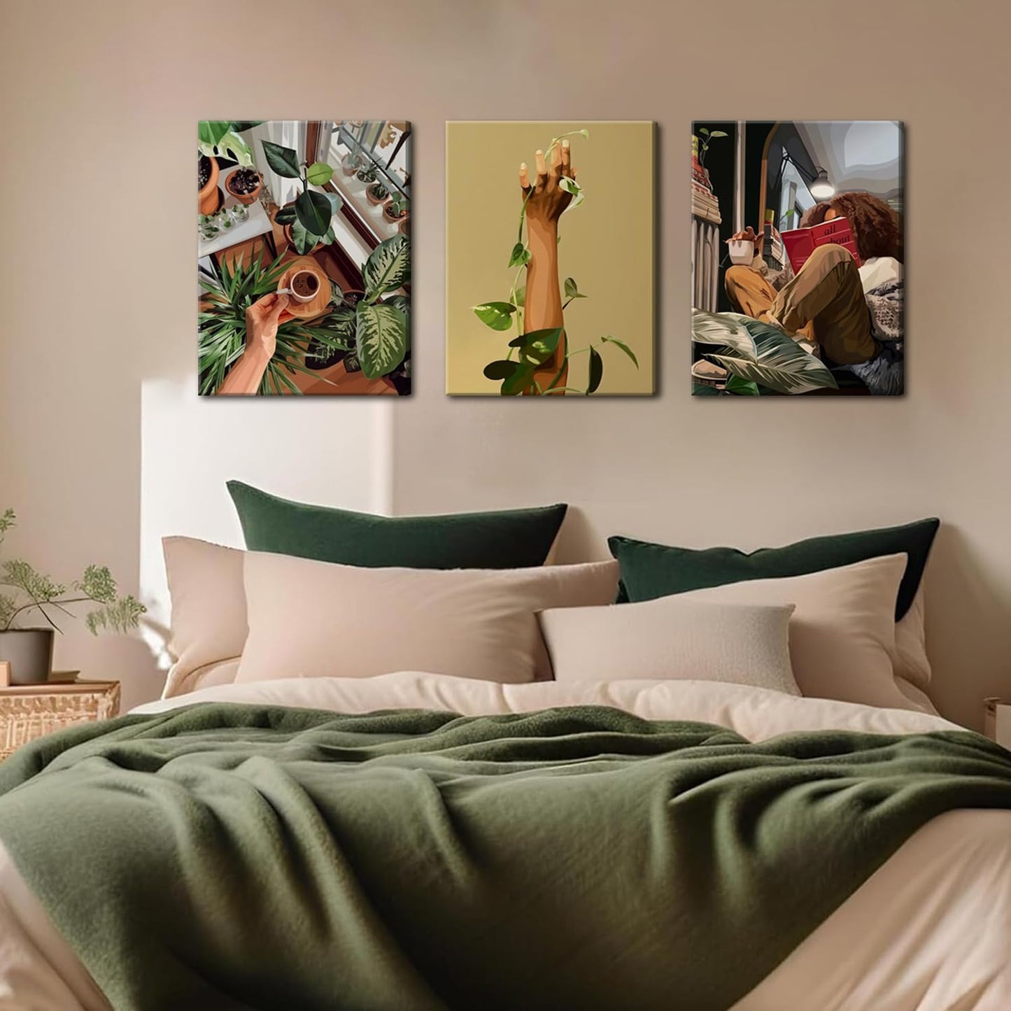 Black Girl Reading Wall Art Fashion Spiritual Black Women Wall Decor Painting, Trendy Motivational African American Woman Poster Canvas Print Pictures for Bedroom Living Room 16x24 inch Framed