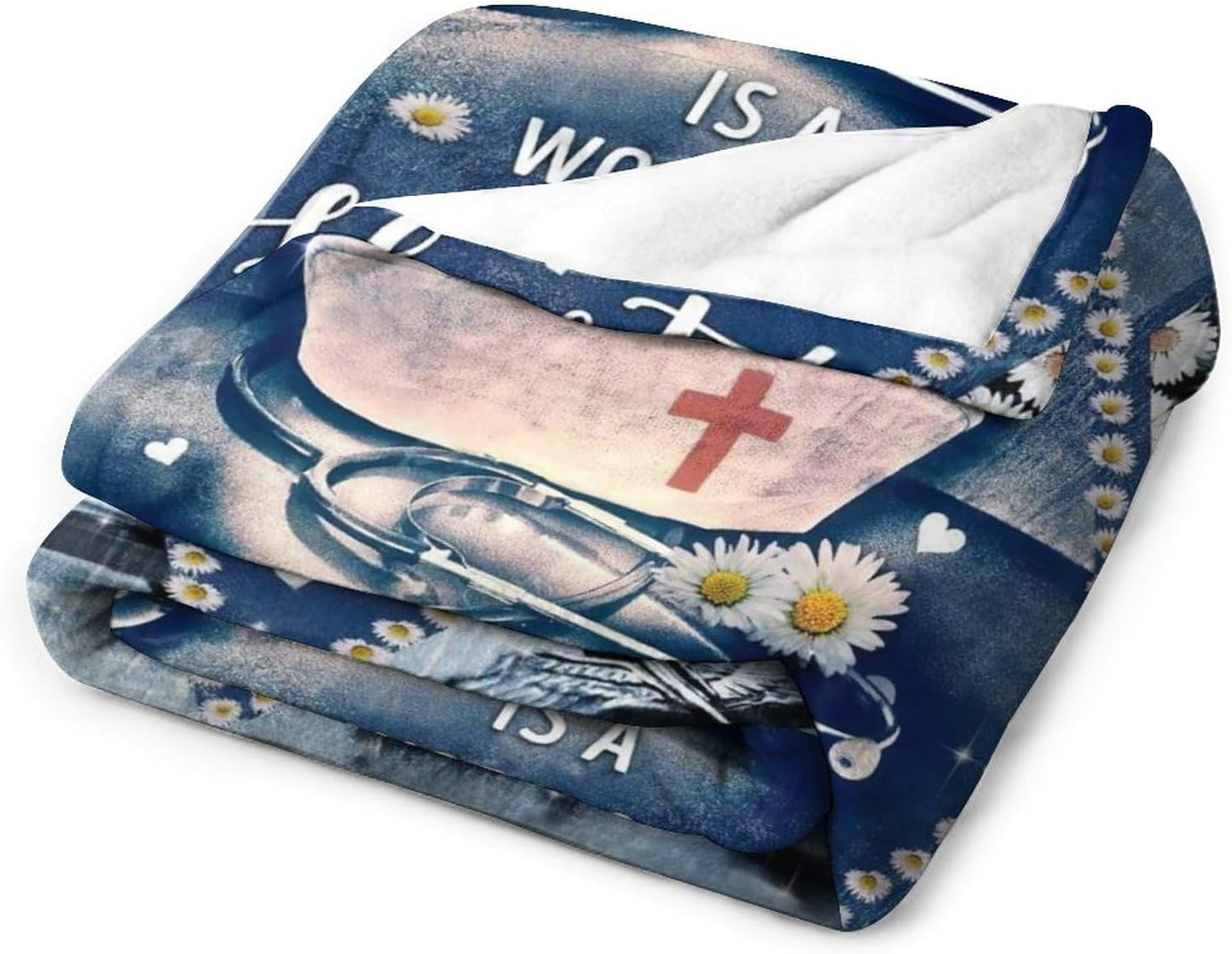Nurse Daisy Blanket Nursing Hospital Throw Blankets for Couch Sofa Bed Stuff Decor Lightweight Soft Cozy Fleece Plush Flannel Bedding Blanket Birthday for Girls Woman Adults 40"x50"