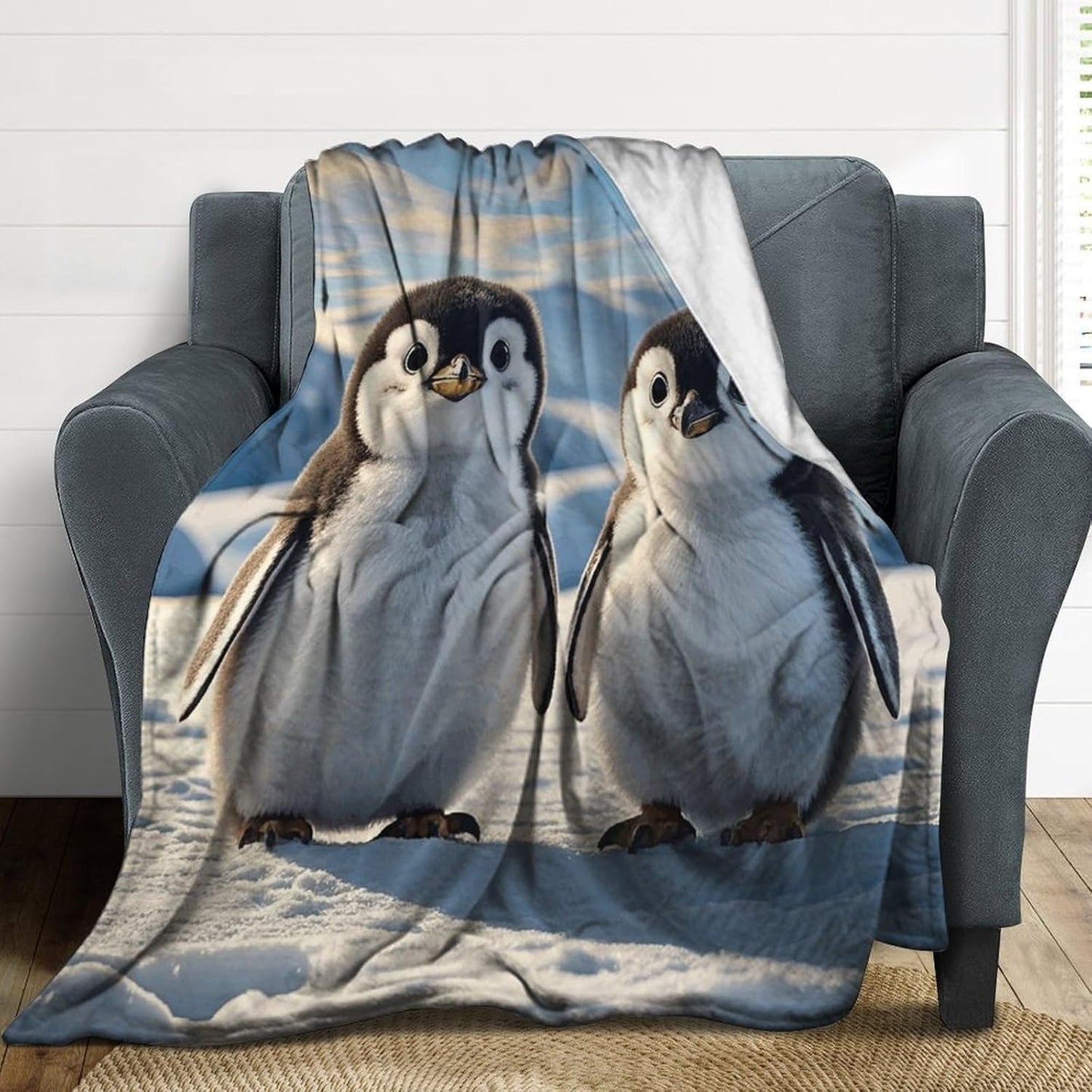Cute Penguins Blanket Super Soft Lightweight Throw Blanket Cute Cozy Warm Bed Blanket Decorative Fuzzy Blanket All-Season Home Decor Gift for Sofa Couch Living Room 60"*80"（150 * 200cm）