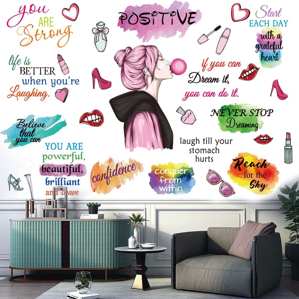 Vinyl Wall Quotes Stickers - Inspirational Peel & Stick Motivational Wall Decals for Girl Bedroom & Living Room