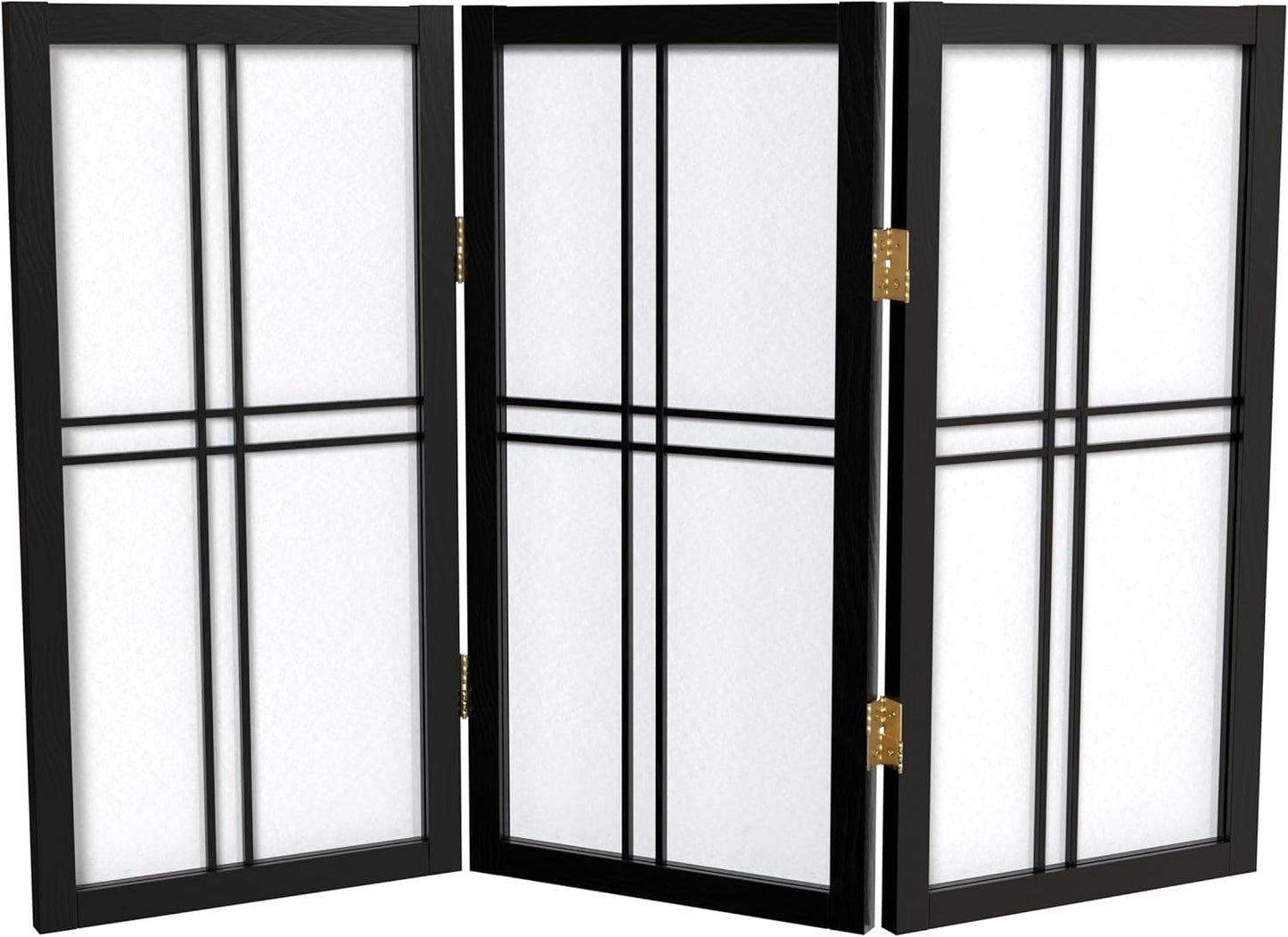 2 ft. Short Desktop Double Cross Shoji Screen - Black - 3 Panels