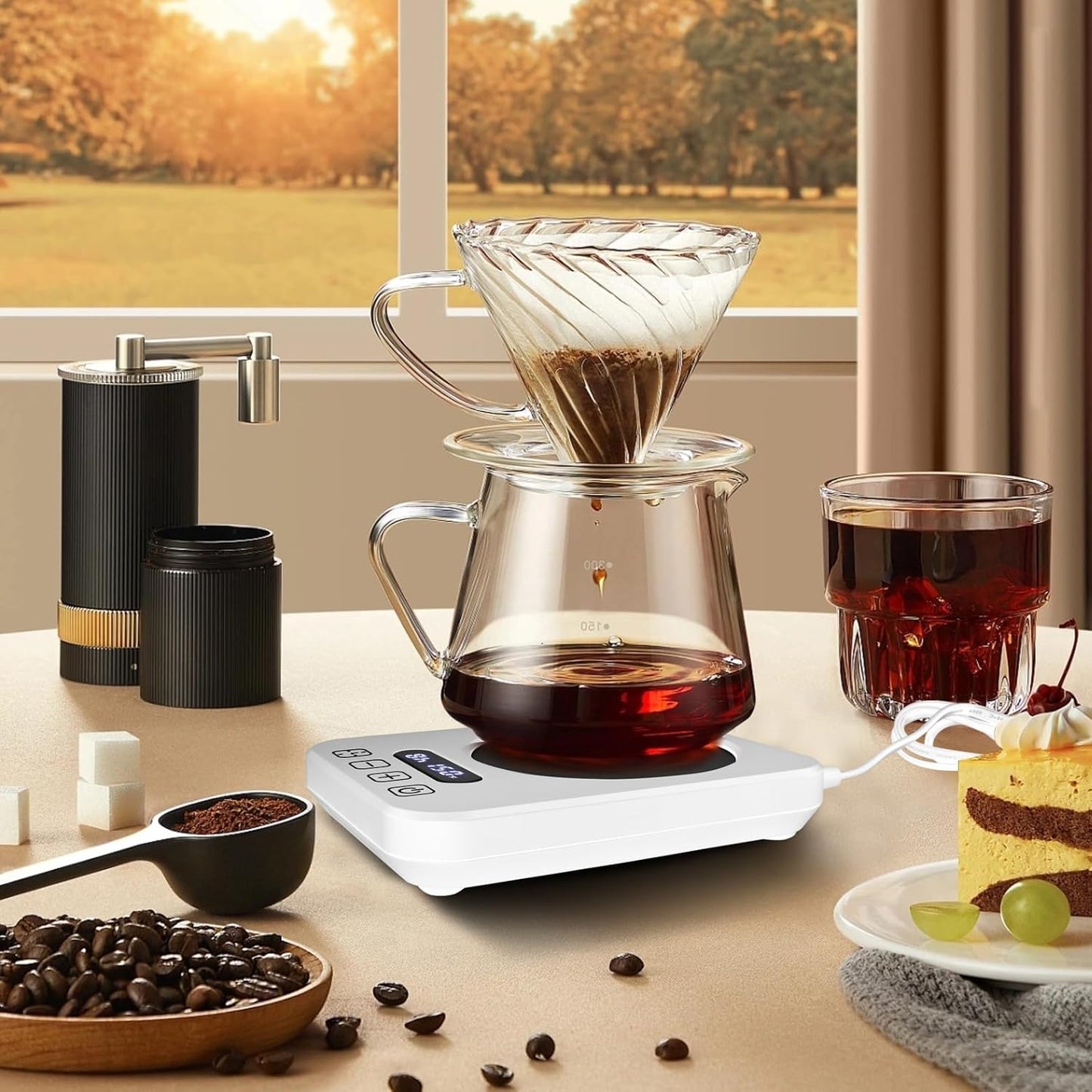 Coffee Mug Warmer for Desk with Temperature Display 9 Temp Settings（110°F-180°F） & 1-12H Timer Coffee Cup Warmer As Ideal Gift for Coffee Lovers, White