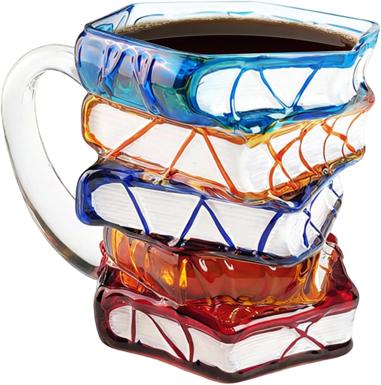 Painted Coffee Mug - Colorful Heat-Resistant Drinkware | Glass Cup for Book Lovers,for Tea Milk Water Juice Readers Librarians Reading Enthusiasts Home Dorm Apartment