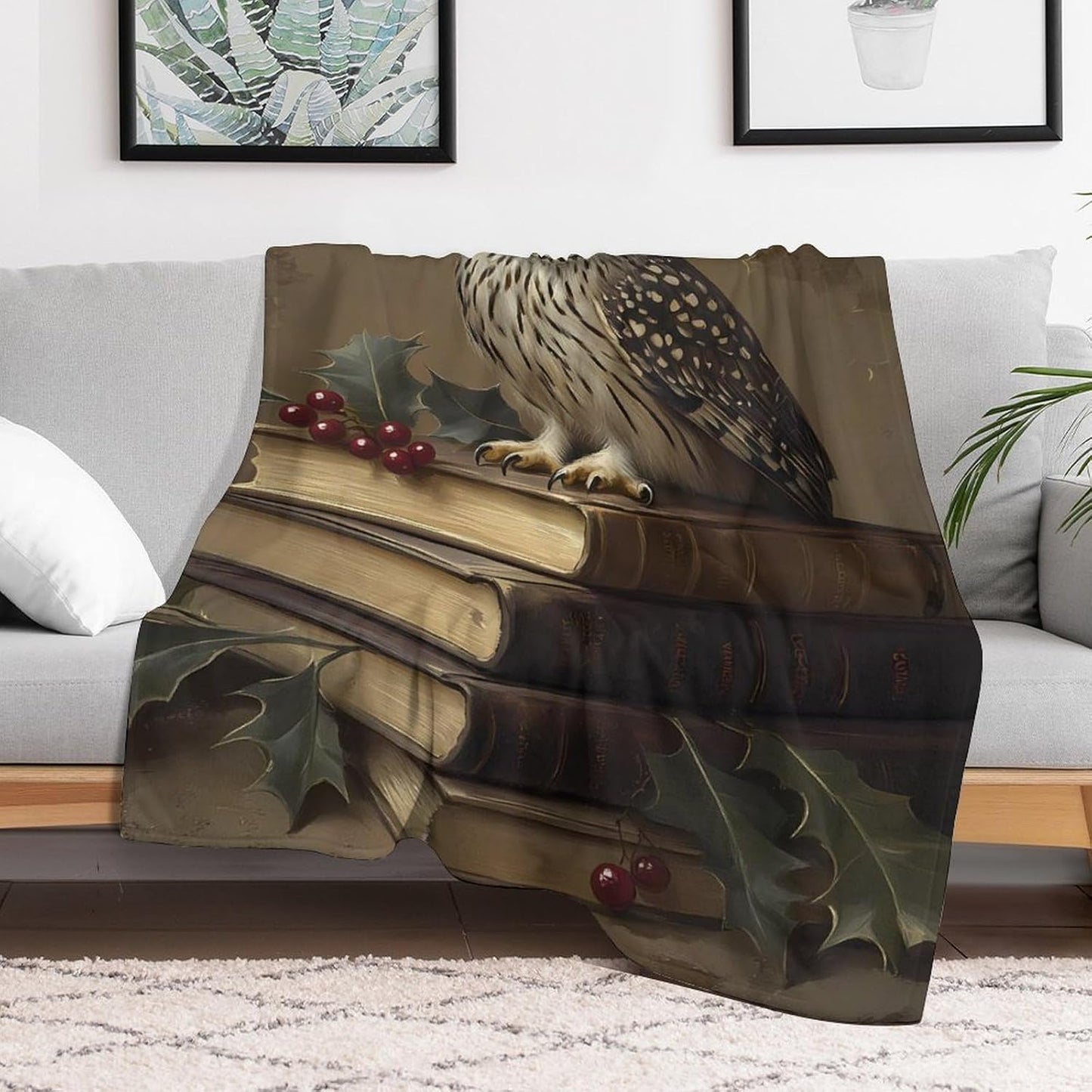 Owl Gothic Throw Blanket for Couch Bed Plush Cozy Fuzzy Flannel Blanket for All Season 40"x60"