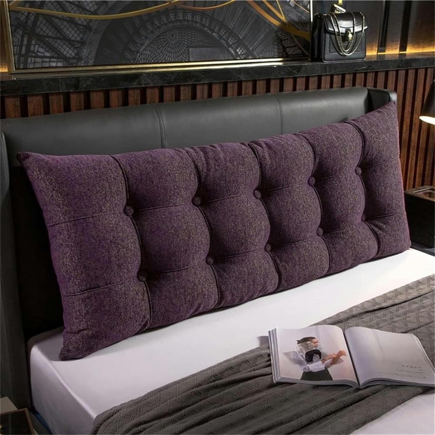 Adult Soft Reading Pillow, Pregnancy Watching TV King Size Wedge Headboard Sitting Up Pillow Long Rest Back Support Cushion Bed Rest Pillows(Purple,60cm)
