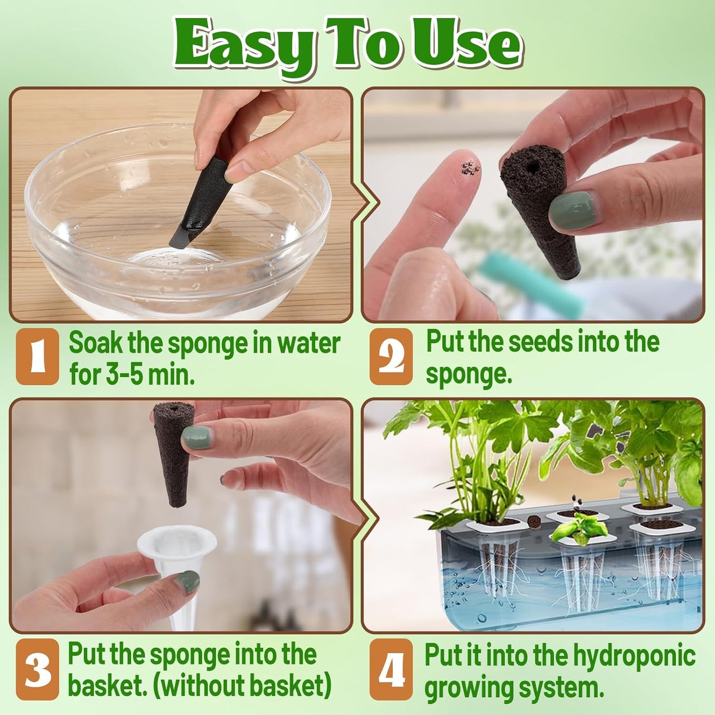 Alphatool 100 Pack Grow Sponges Replacement Compatible with AeroGarden - Seed Starters Pods for Improving Germination Rate Speed, Seeds Starting Kit for Indoor Garden Hydroponics Growing System