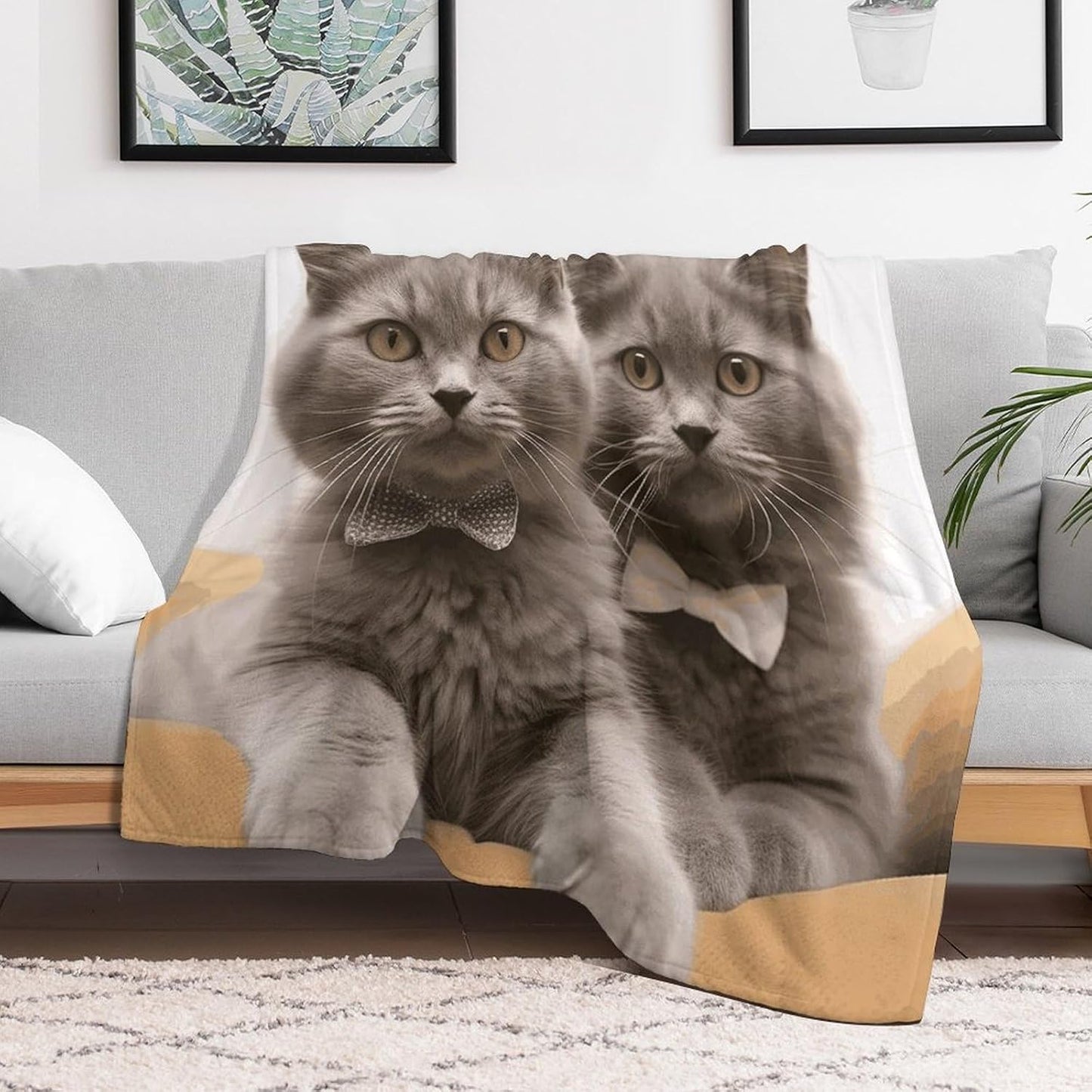 Funny Cats Throw Blanket for Couch Super Soft Warm Lightweight Throw Blankets Cozy Flannel Bed Blanket Cute Decorative Blankets for All Seasons Home Decor Gift 40"*50" （100 * 130cm）