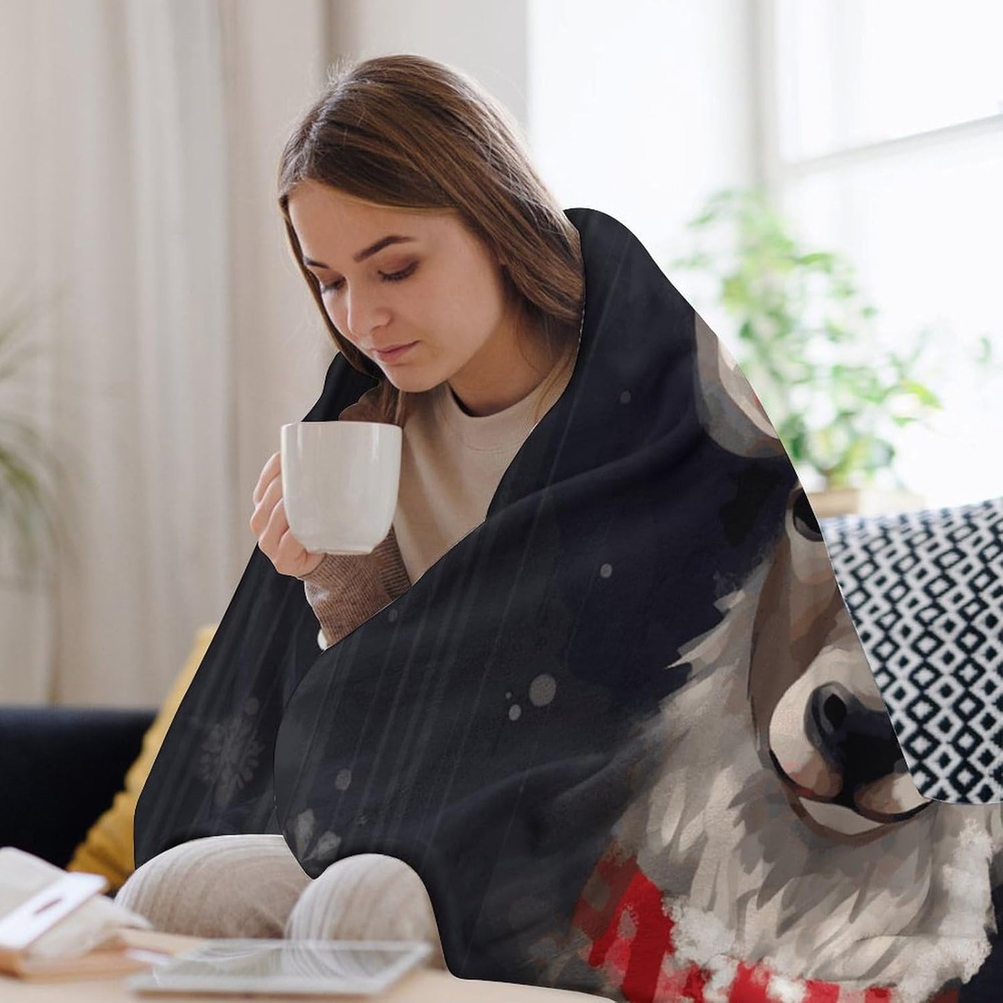 Reindeer Blanket Super Soft Lightweight Throw Blanket Cute Cozy Warm Bed Blanket Decorative Fuzzy Blanket All-Season Home Decor Gift for Sofa Couch Living Room 60"*80"（150 * 200cm）