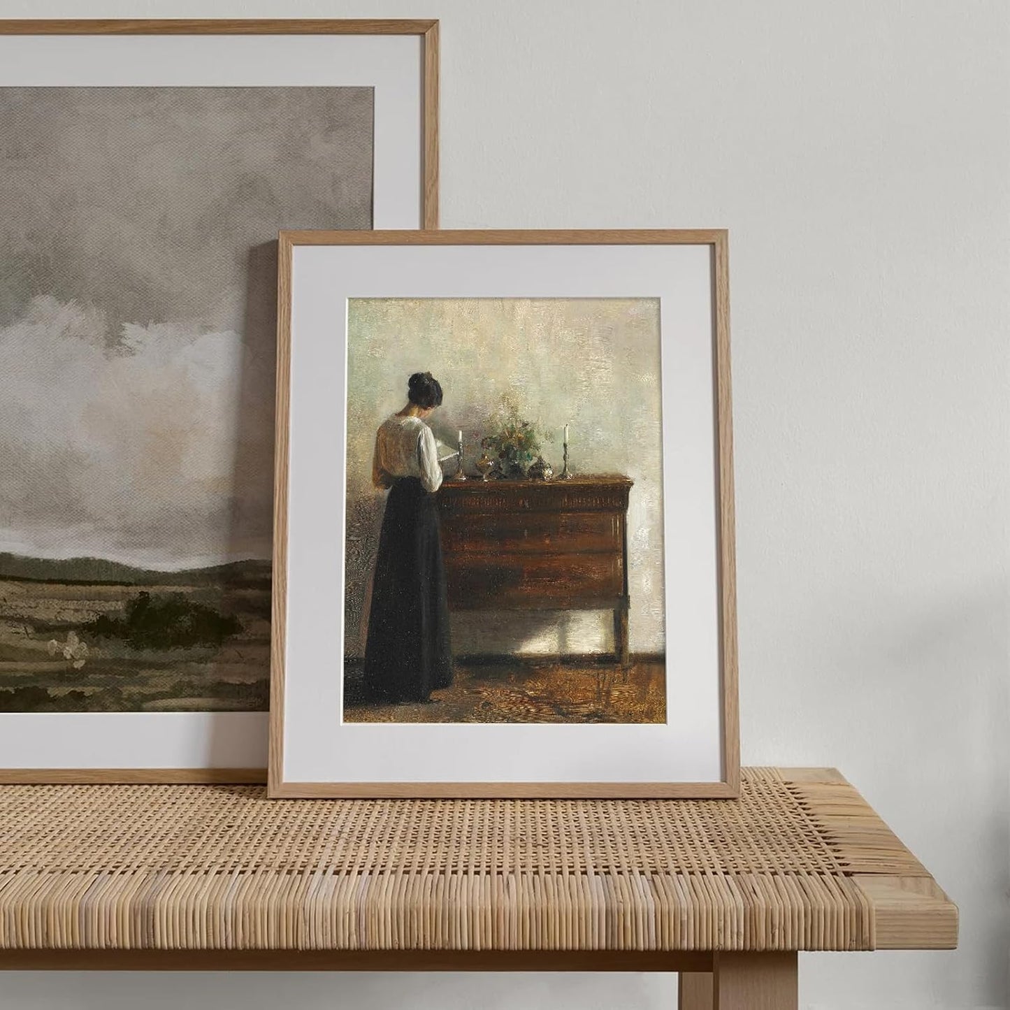 RETRART Vintage Danish Canvas Wall Art - Woman Reading Portrait Oil Painting - Dark Academia Aesthetic Print - 19th Century Antique Poster - Retro Gallery Bedroom Decor 8x10in (Unframed)