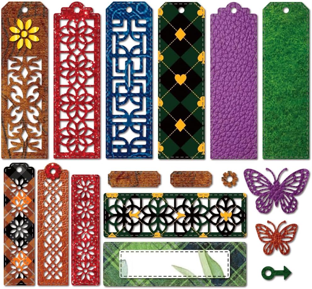 MAYJOYDIY Retro Bookmark Metal Die Cuts Page Marker Butterfly Cutting Dies Floral Engraving Embossing Stencils Scrapbooking Tool for DIY Craft Card Making Album Gift Decor