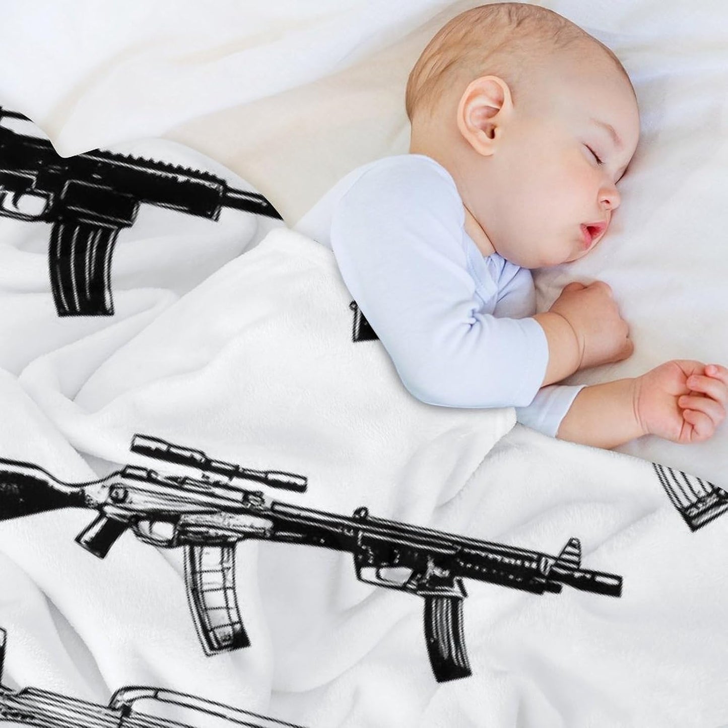 Guns Throw Blanket for Couch Bed Plush Cozy Fuzzy Flannel Blanket for All Season 50"x70"