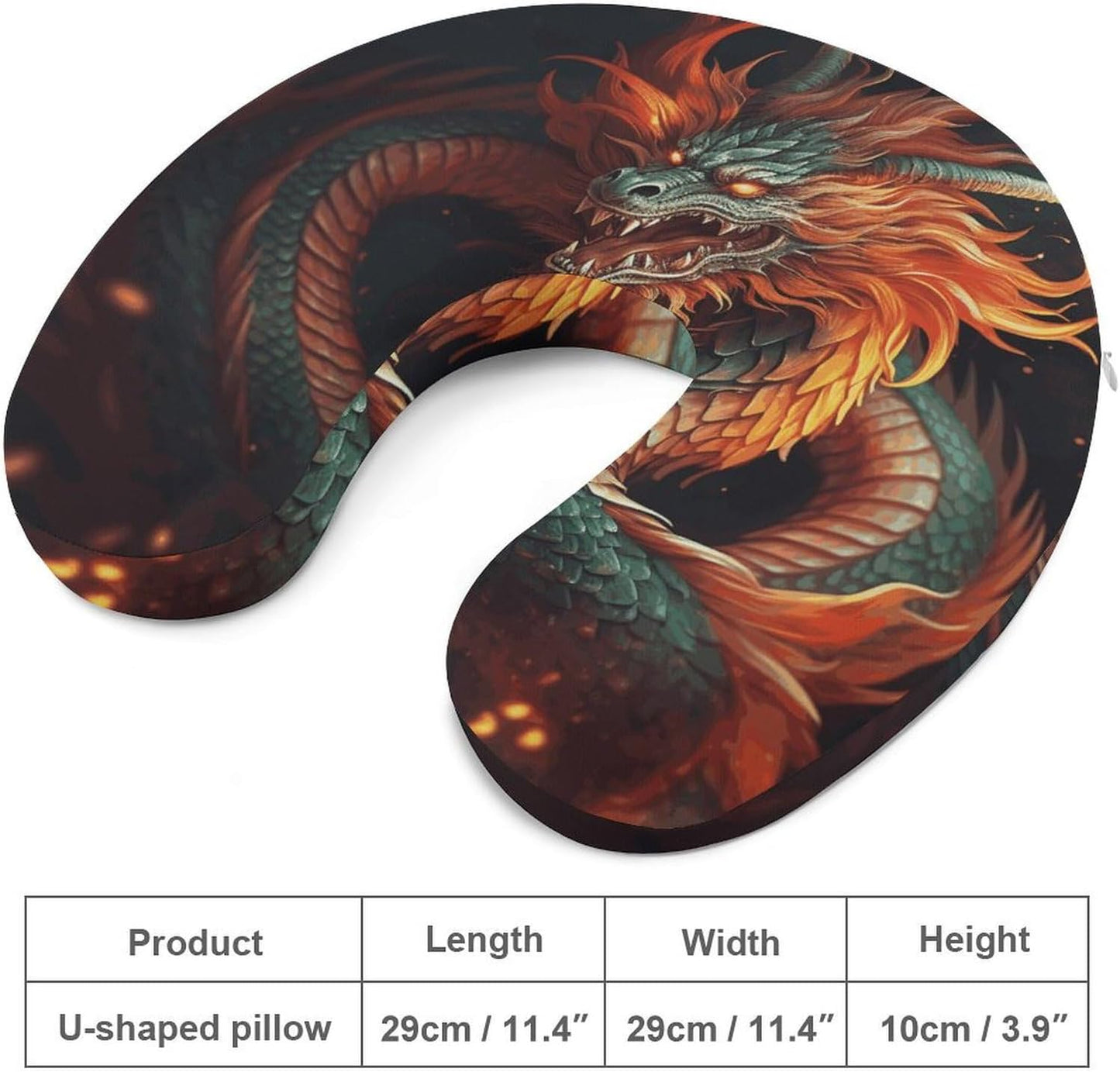 Chinese Dragon Neck Pillow Memory Foam U Shaped Pillows Portable Pillows for Shoulder Travel Head Support Pillow with Concealed Zipper for Airplane Car Home Office