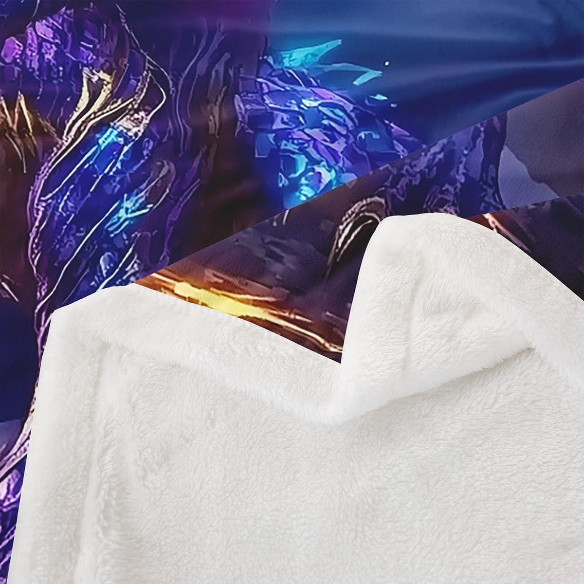 Erosebridal Dragon Throw Blanket Twin 60"X80", Magic Animal Loong Sherpa Blanket for Kids Boys Teens Bedroom Decor, Outer Space Fleece Blanket Lightning Galaxy Plush Bed Blanket, Purple