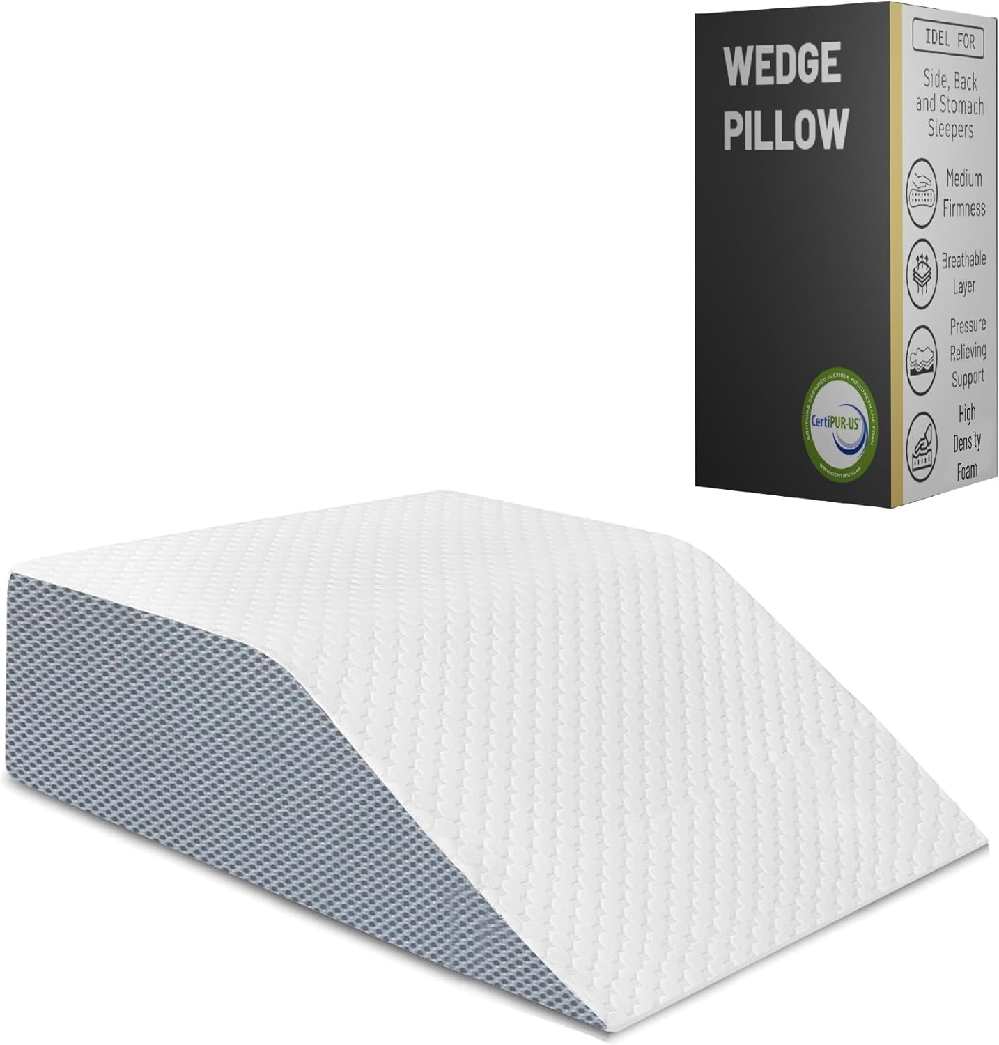 Zutan, Leg Wedge Elevation Pillow for Blood Circulation | Relieved & Recovers Foot and Ankle Injuries | Pillows for Swelling | Multi-Purpose | Chic Jacquard Cover, 8”x16”x23”, White
