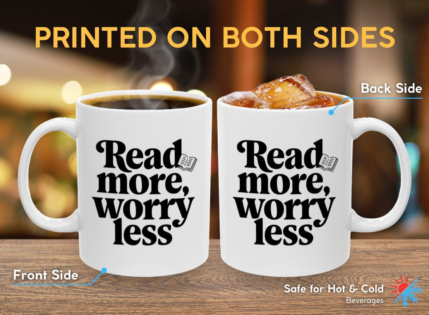 Book Lover Coffee Mug 11oz White - Read More - Gift for Bookworm Reader Reading Lover Bookish Women