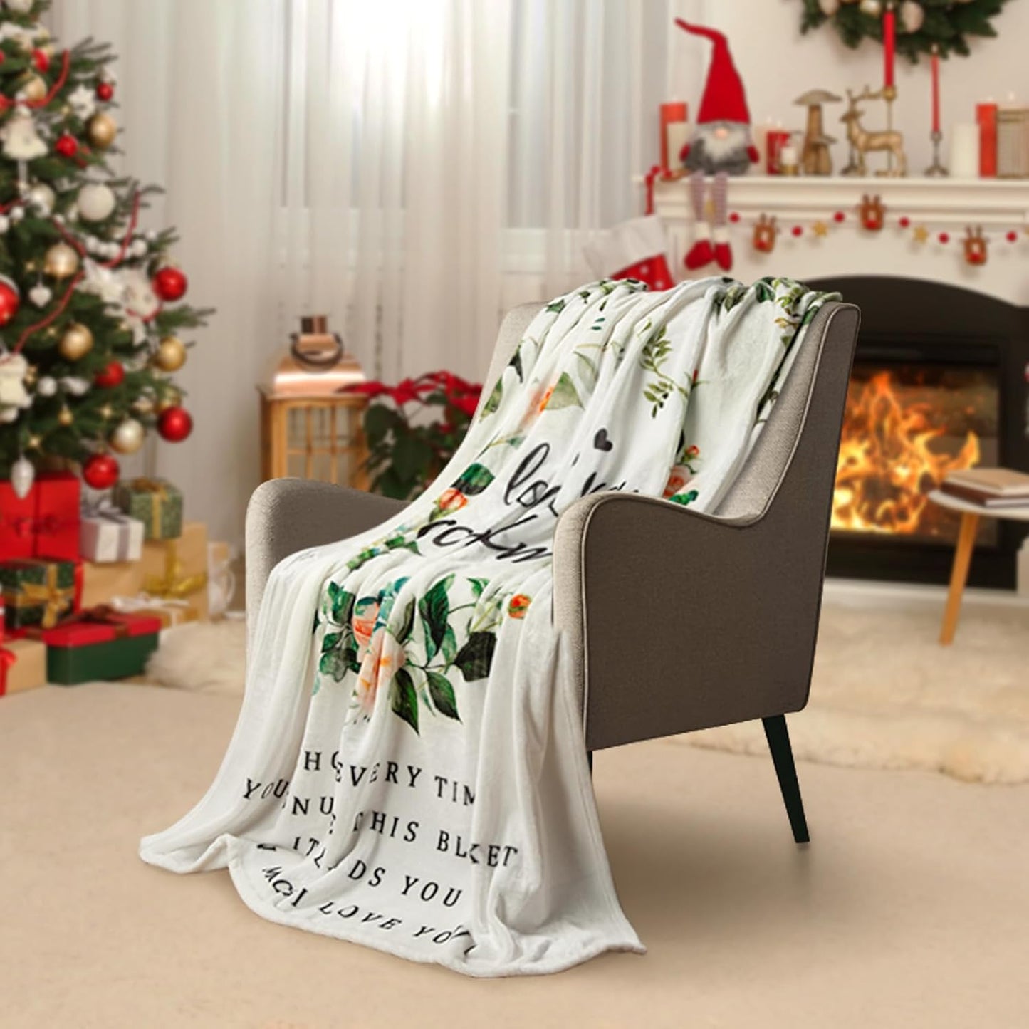 BESTSWEETIE Grandma Blanket I Love You Blanket for Grandma Soft Grandma Throw Blanket 60" x 50", White