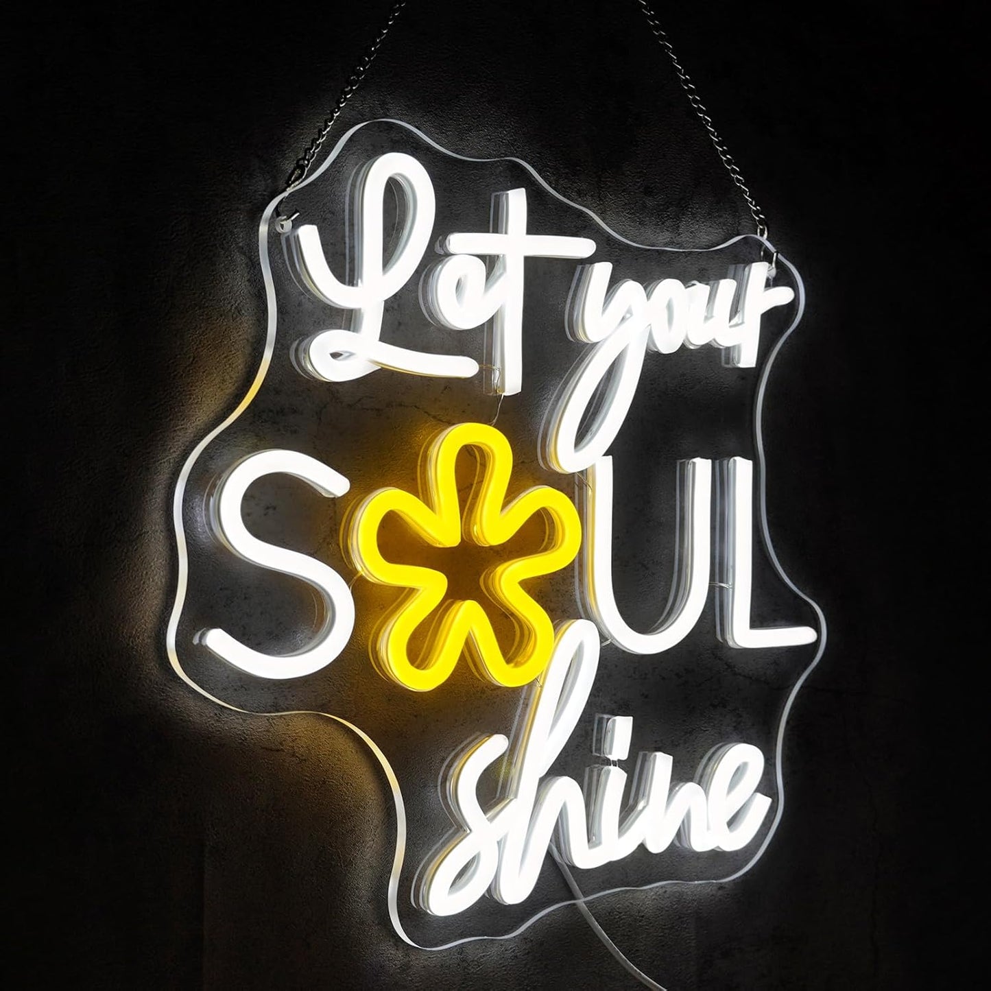 Let Your Soul Shine Neon Sign for Wall Decor Dimmable Letters Led Neon Lights Spiritual Positive LED Signs for Bedroom Living Room Home Party Art Decor Gift