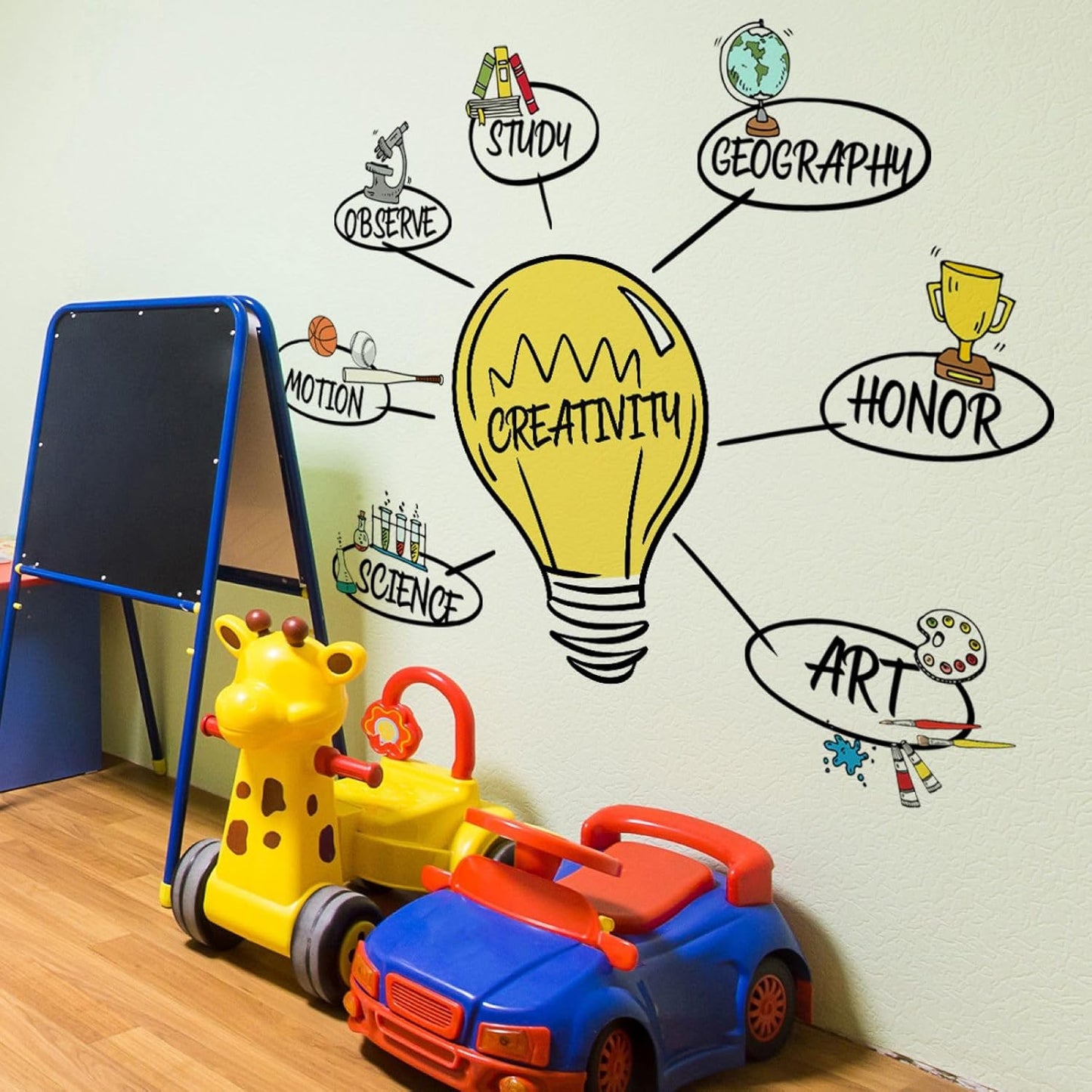 Vibrant Inspirational Quotes Wall Stickers with Bulb and Motivational Words Design, Educational Removable Waterproof Wall Decals for Kids Bedroom, Classroom, School