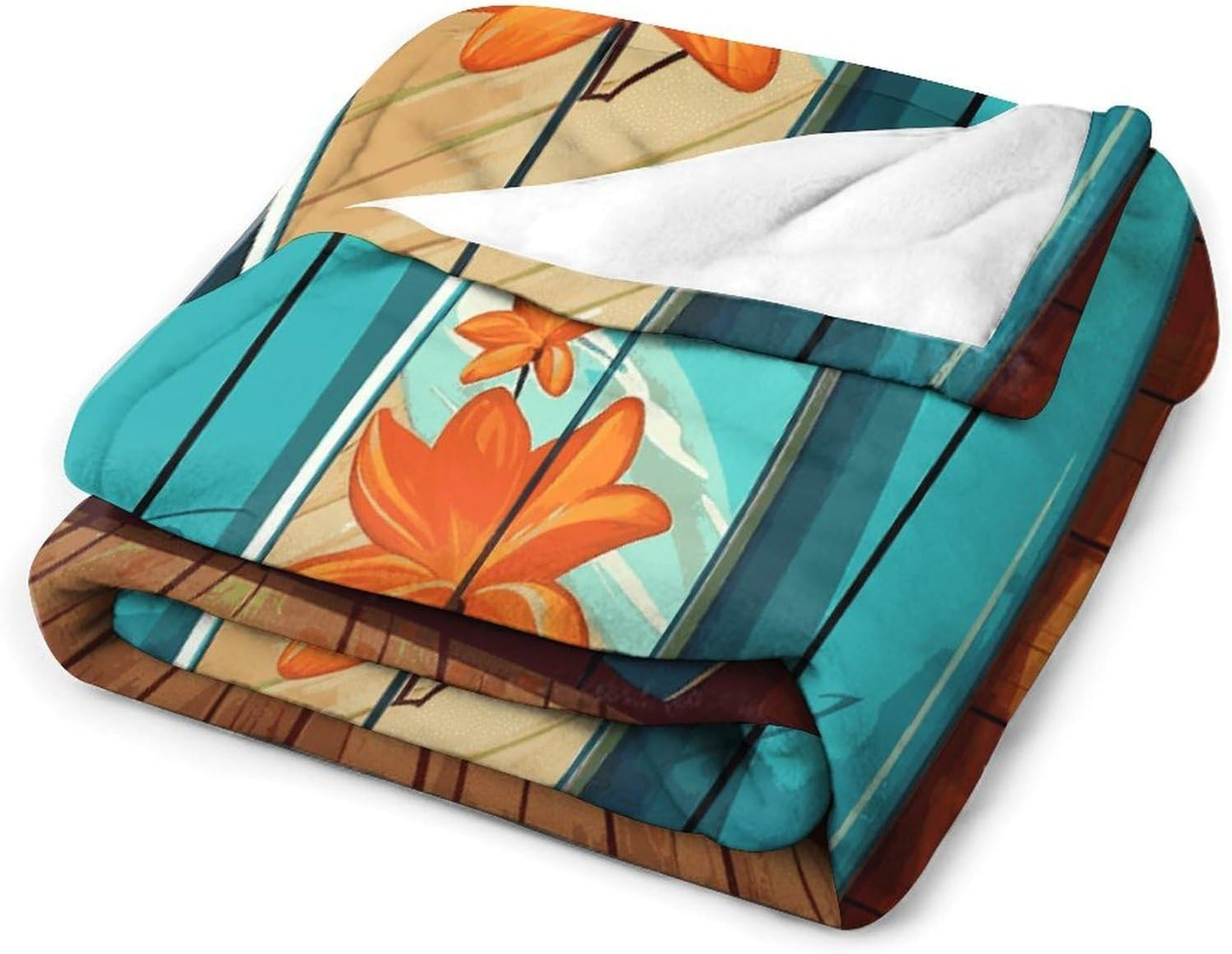 Surfboard on Wooden Blanket Super Soft Lightweight Throw Blanket Cute Cozy Warm Bed Blanket Decorative Fuzzy Blanket All-Season Home Decor Gift for Sofa Couch Living Room 30"*40"（76 * 100cm）