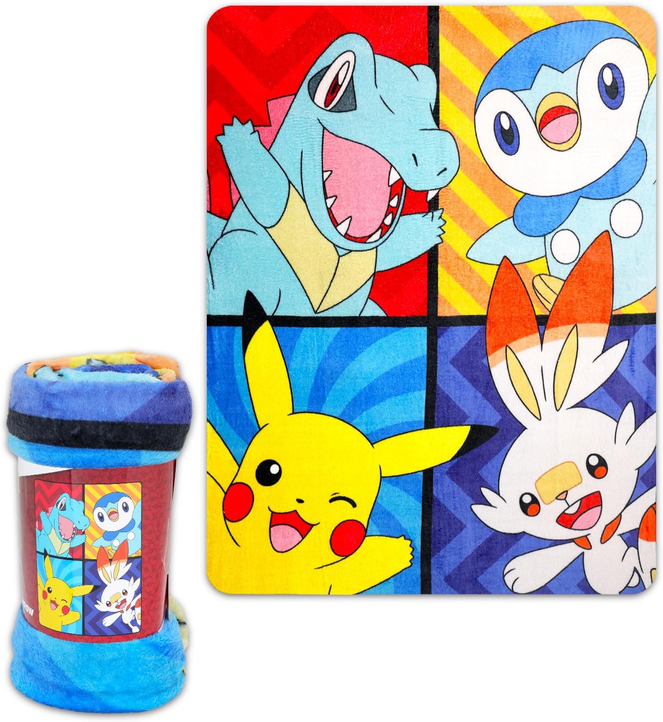 Pokemon Fleece Blanket Set - Bundle with 46" x 60" Pokemon Blanket, Stickers, More for Kids, Toddlers, Children | Pikachu Fleece Throw for Boys, Girls