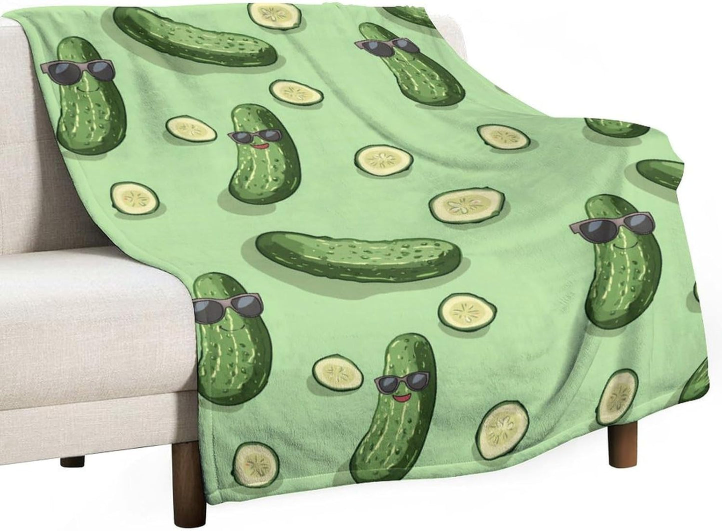 Cute Pickle Throw Blanket for Couch Bed Plush Cozy Fuzzy Flannel Blanket for All Season 66"x90"