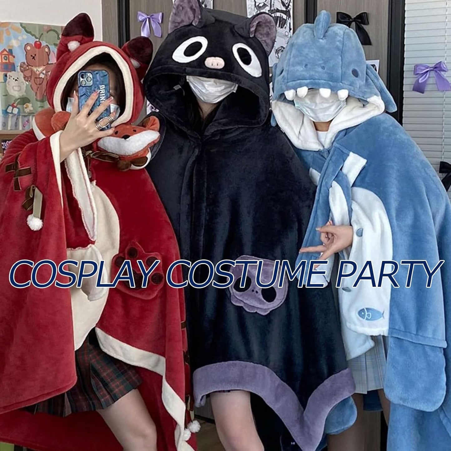 Cute Halloween Wearable Blanket Hoodie Free Size for Adults Devil Bat Hooded Blanket Oversized Soft Sherpa Hoodie Women Throw Cloak Wrap with Demon Wings for Men Child Student,A