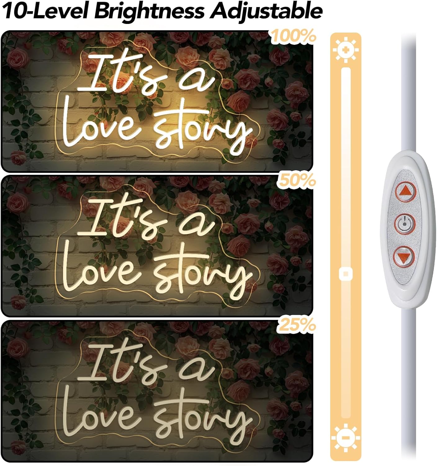 16 Inch It's a Love Story Neon Sign, Warm White Love Story LED Neon Light for Makeup Vanity, Bedroom, Office Decor, Neon Light for Valentines Day Party Backdrop, Wedding, Birthday, Anniversary Decorations Valentine's Day Gifts