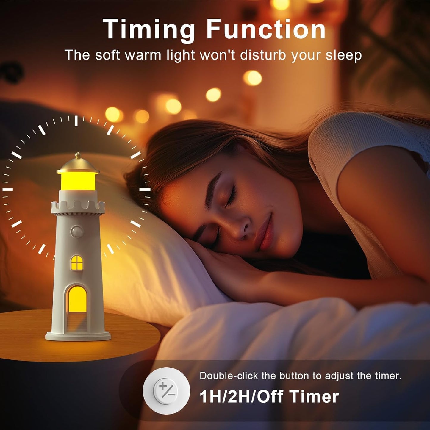 easuntec Moon Projection Night Light Motion Sensor, Rechargeable Dimmable Timer, Moon Lamp Auto On/Off for Bedroom, Nursery, Kids, Adults, Moon Lighthouse Gifts for Girls Boys (Warm White)