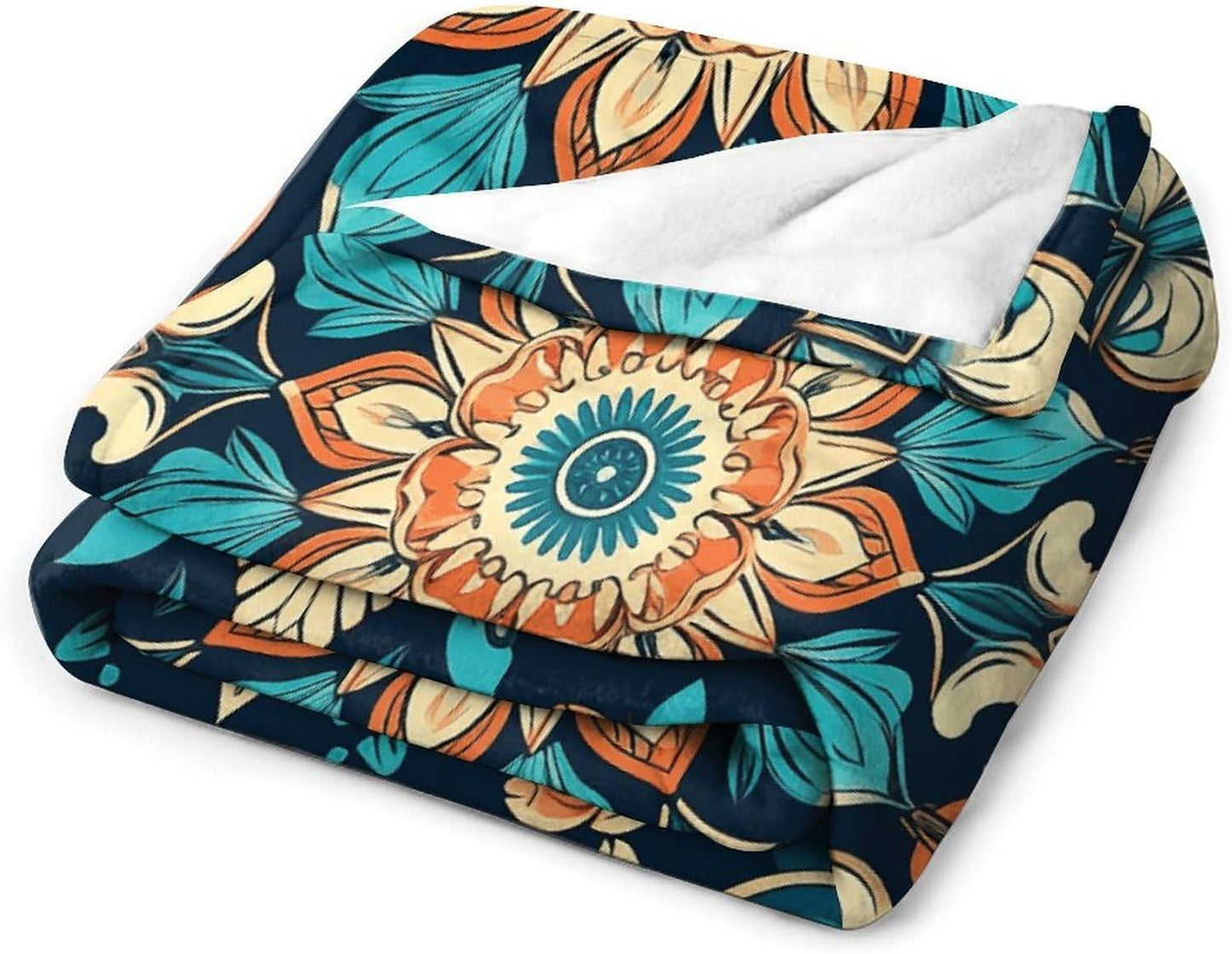Vintage Mandala Flowers Throw Blanket for Couch Super Soft Warm Lightweight Throw Blankets Cozy Flannel Bed Blanket Cute Decorative Blankets for All Seasons Home Decor Gift 30"*40"（76 * 100cm）