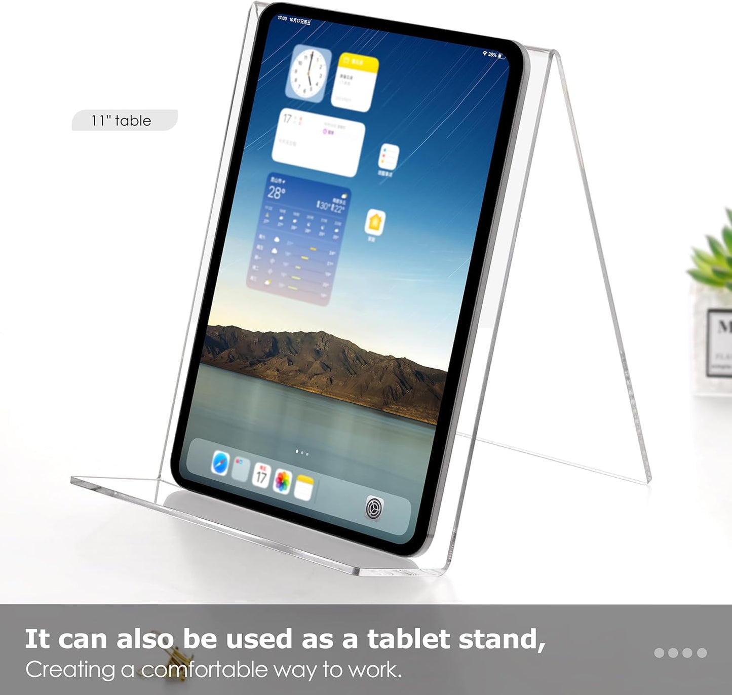 Acrylic Easel Book Stand, 7.9'' x 9.4'' Clear Display Easel Holder for Books, Tablets, Phones, Albums, Magazines, CDs, Plate, Artworks,Photo (2 Pack)