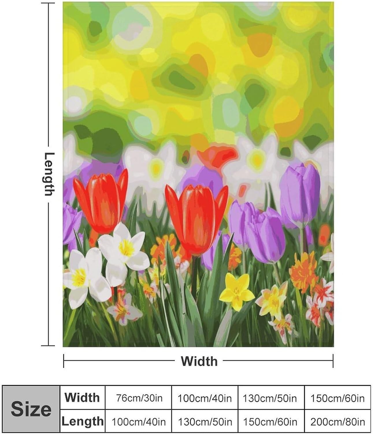 Spring Flowers Blanket Super Soft Lightweight Throw Blanket Cute Cozy Warm Bed Blanket Decorative Fuzzy Blanket All-Season Home Decor Gift for Sofa Couch Living Room 40"*50" （100 * 130cm）